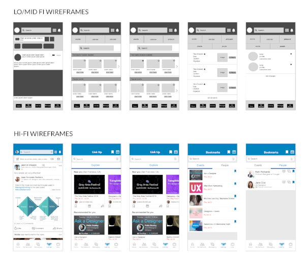 Bookmarking Flow Wireframe Progression